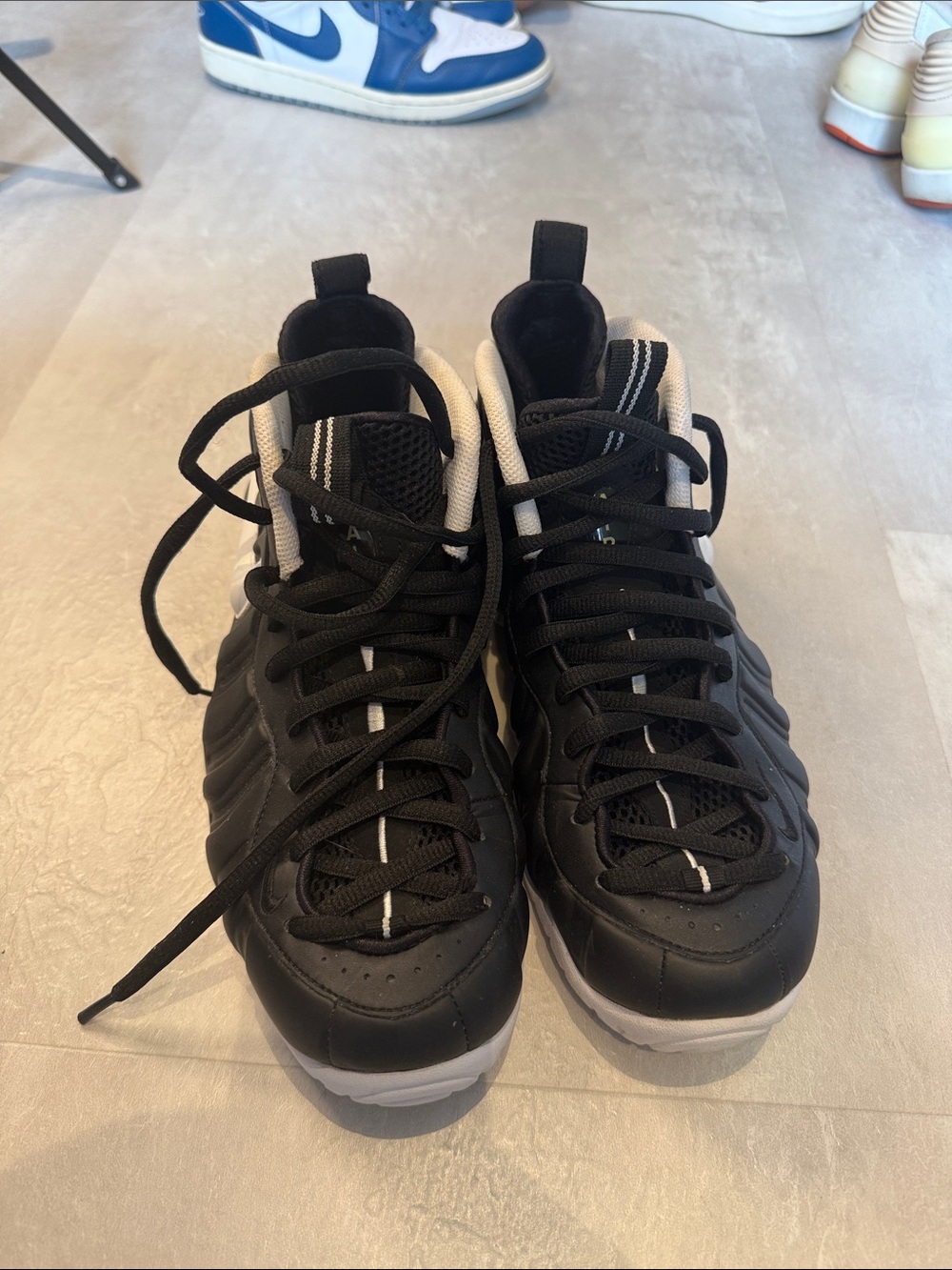 Nike Foamposite One in Black and White with Cream Lining
